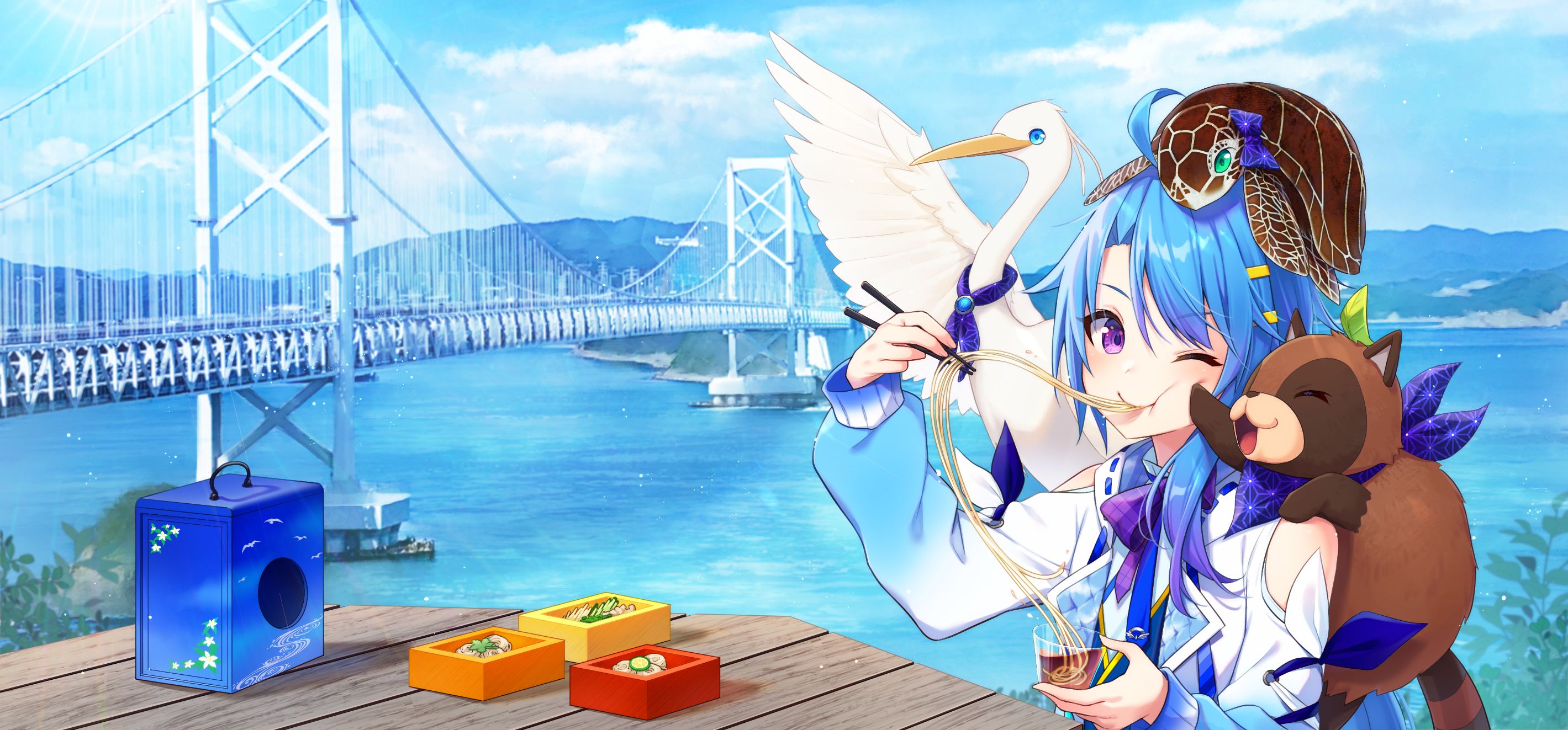 Vtuber立ち絵】蒼藍アオVer.2 ＋差分、三面図、キービジュ、パケ絵、周年絵