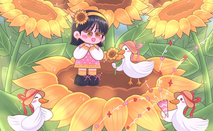 Full Illustration with Background in Chibi Style