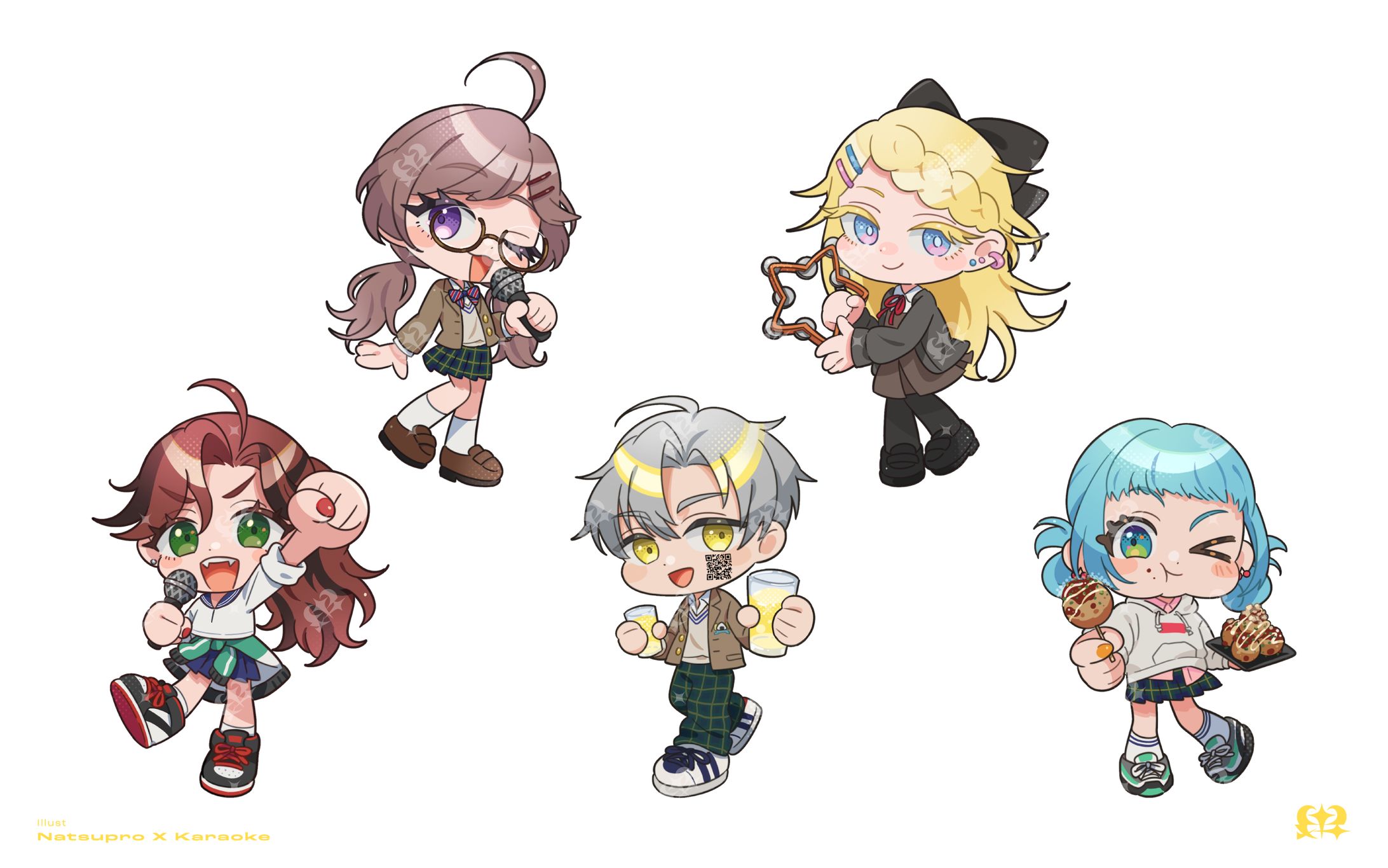 デフォルメイラスト_なつプロ×カラオケボックスコラボ企画-1