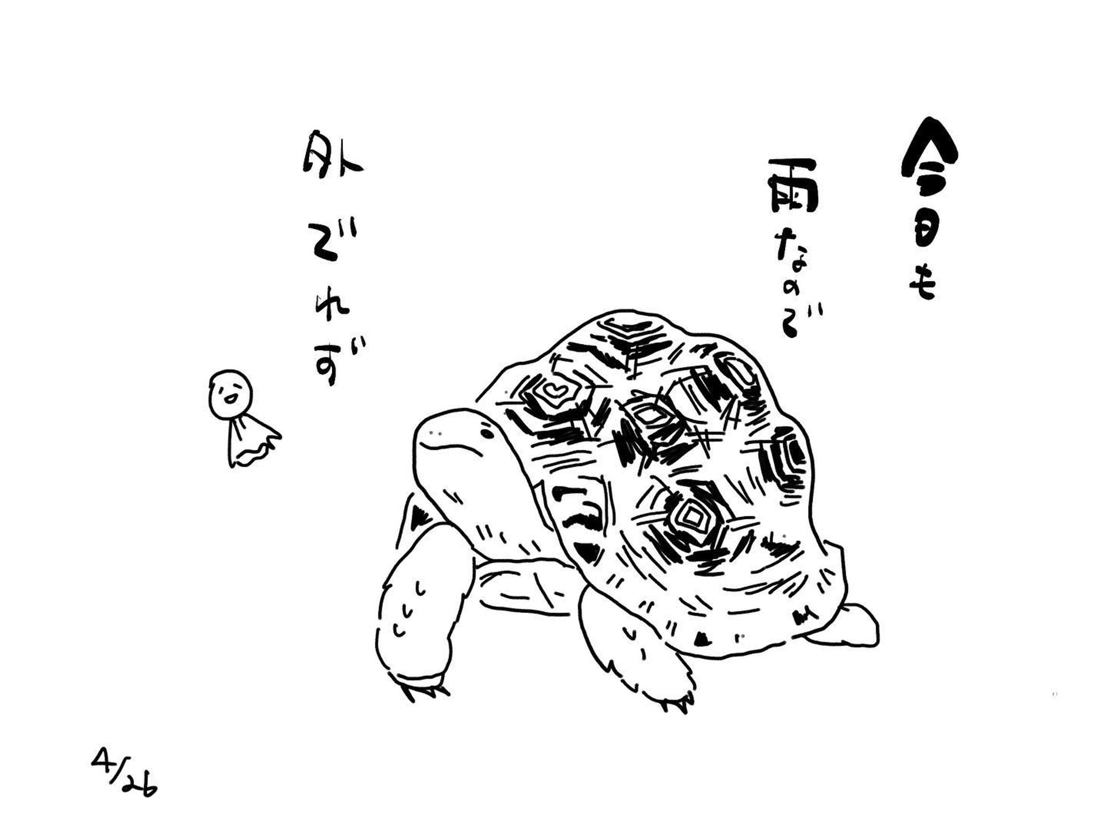天気悪い

#リクガメ
#ヒョウモンリクガメ
#天気悪い
#かめのいる暮らし
#かめすきさんと繋がりたい 
#イラスト-1