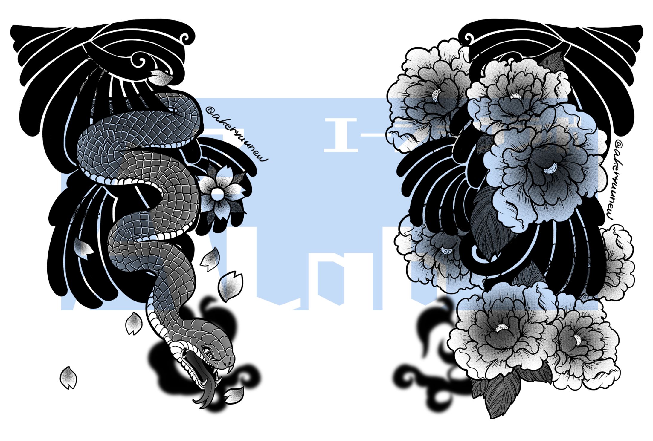 和彫り・唐獅子昇り竜総身彫り