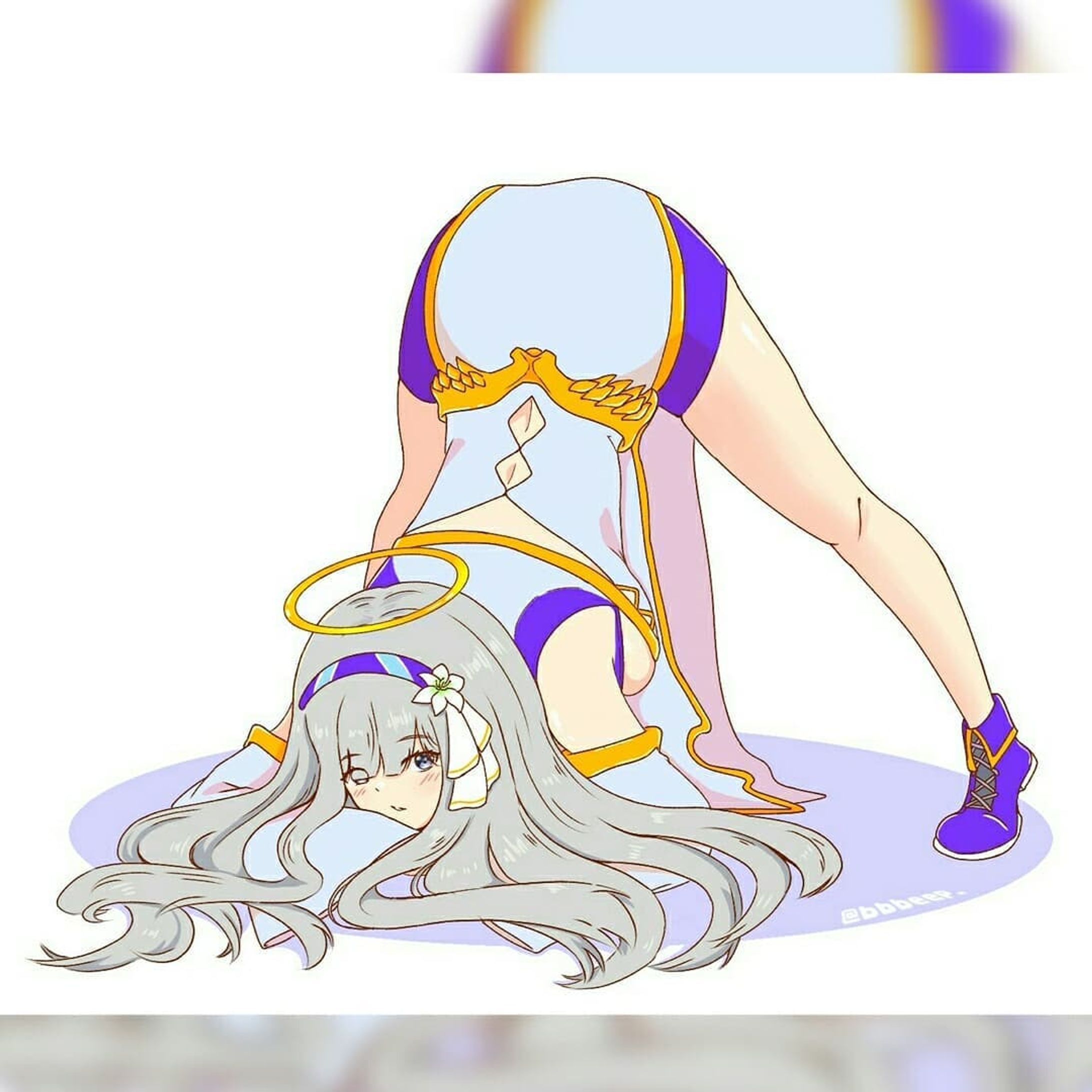 It's been awhile I did a fanart and god this pose is hard, imagine doing it and I will say goodbye to my spine 😅
.
.
.
#art #illustration #IbispaintX #digitalart #fanart #vtuber #shirayurilily #ViViD #jackochallenge-1