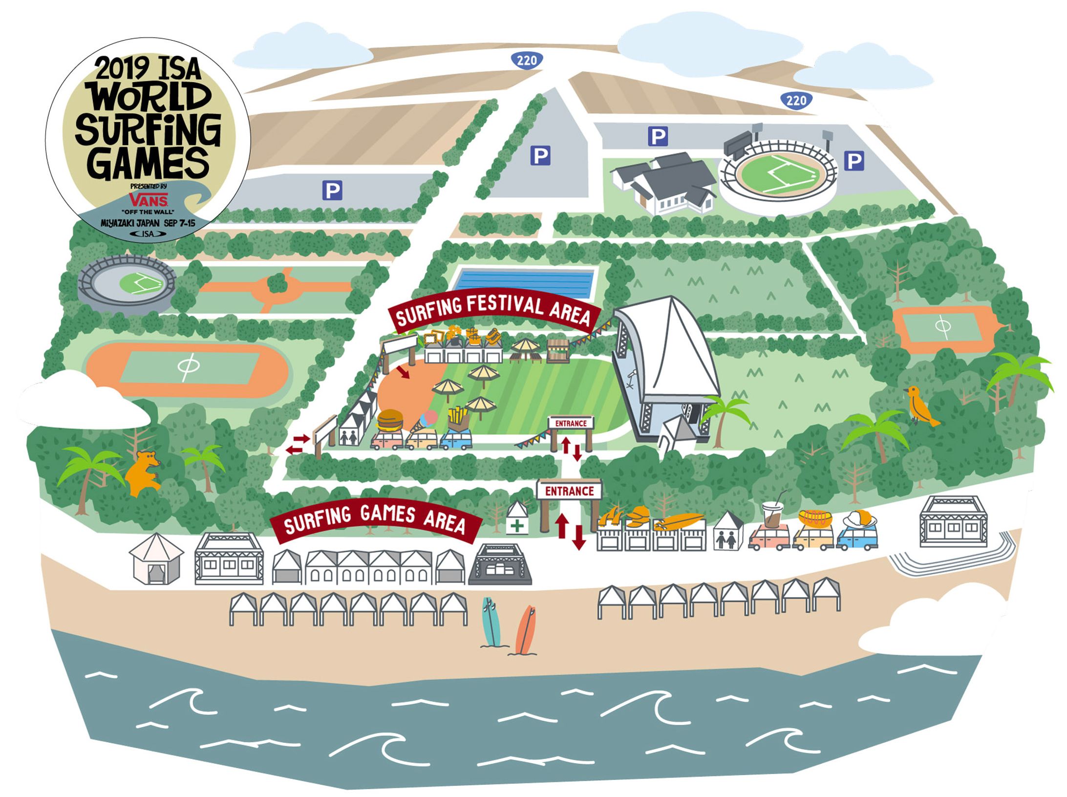 【デザイン・イラスト】WORLD SURFING GAMES 2019 map -1