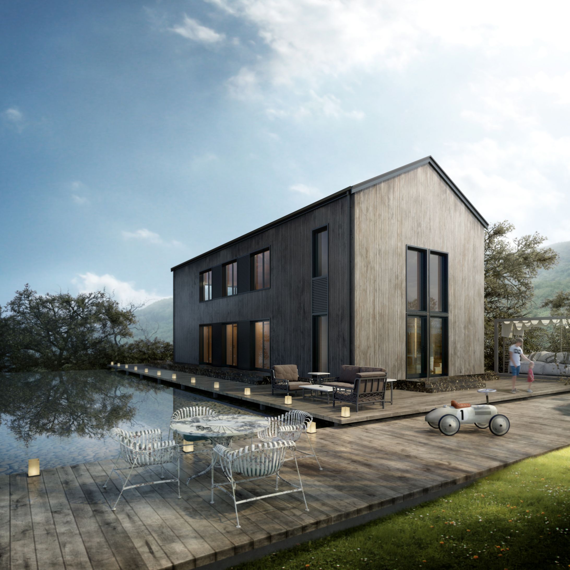 【建築CG】【3dsmax】【Photoshop】wood house レタッチ-1