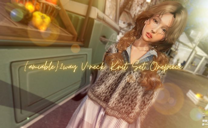 {amiable}2way V-neck Knit Set Onepiece＠the C88(Special SALE).