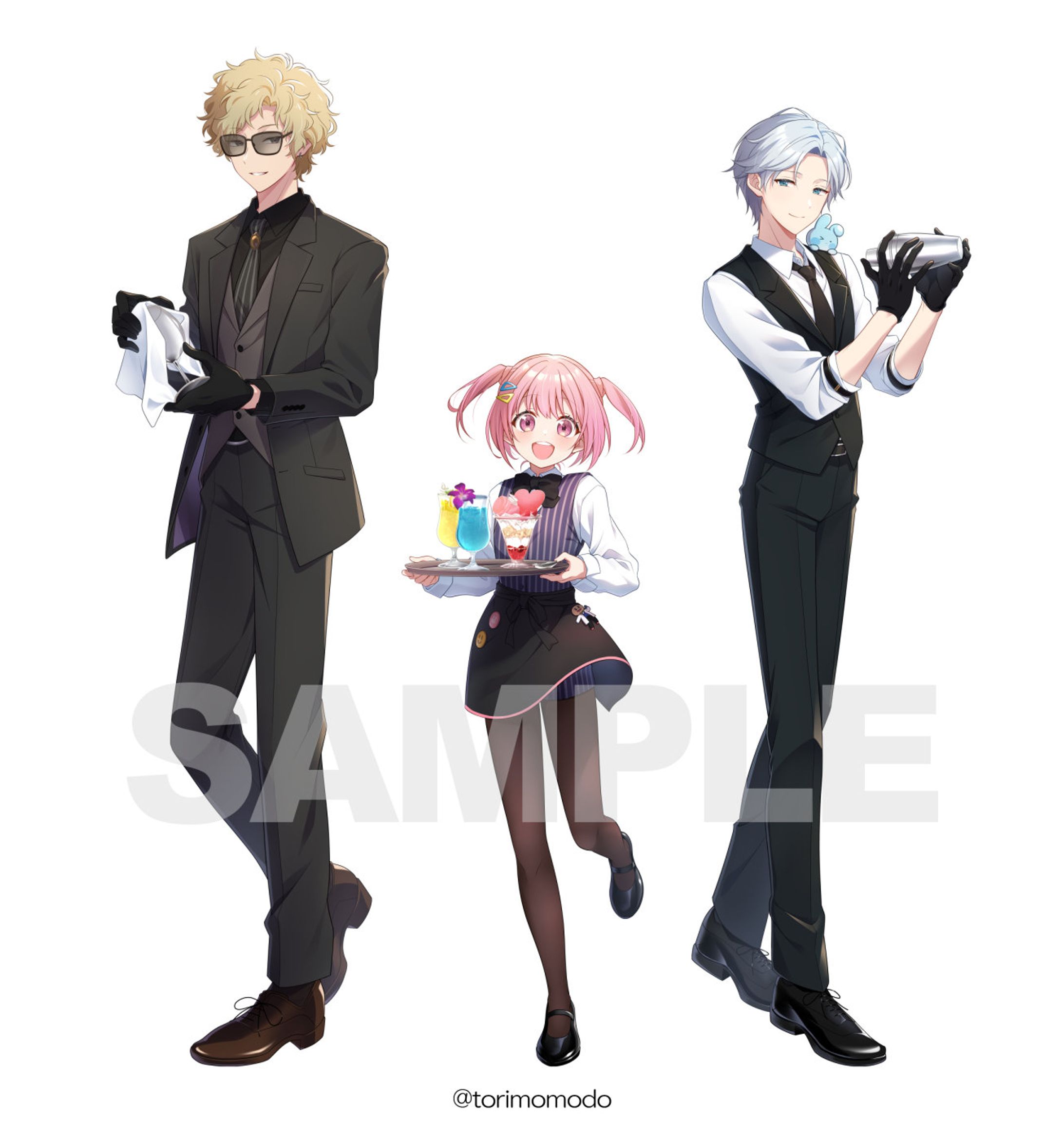 【お仕事】とりもも堂コラボカフェ　グッズ用頭身イラスト-1