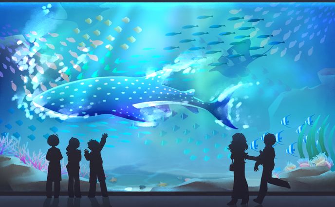 オリジナルイラスト（水族館）