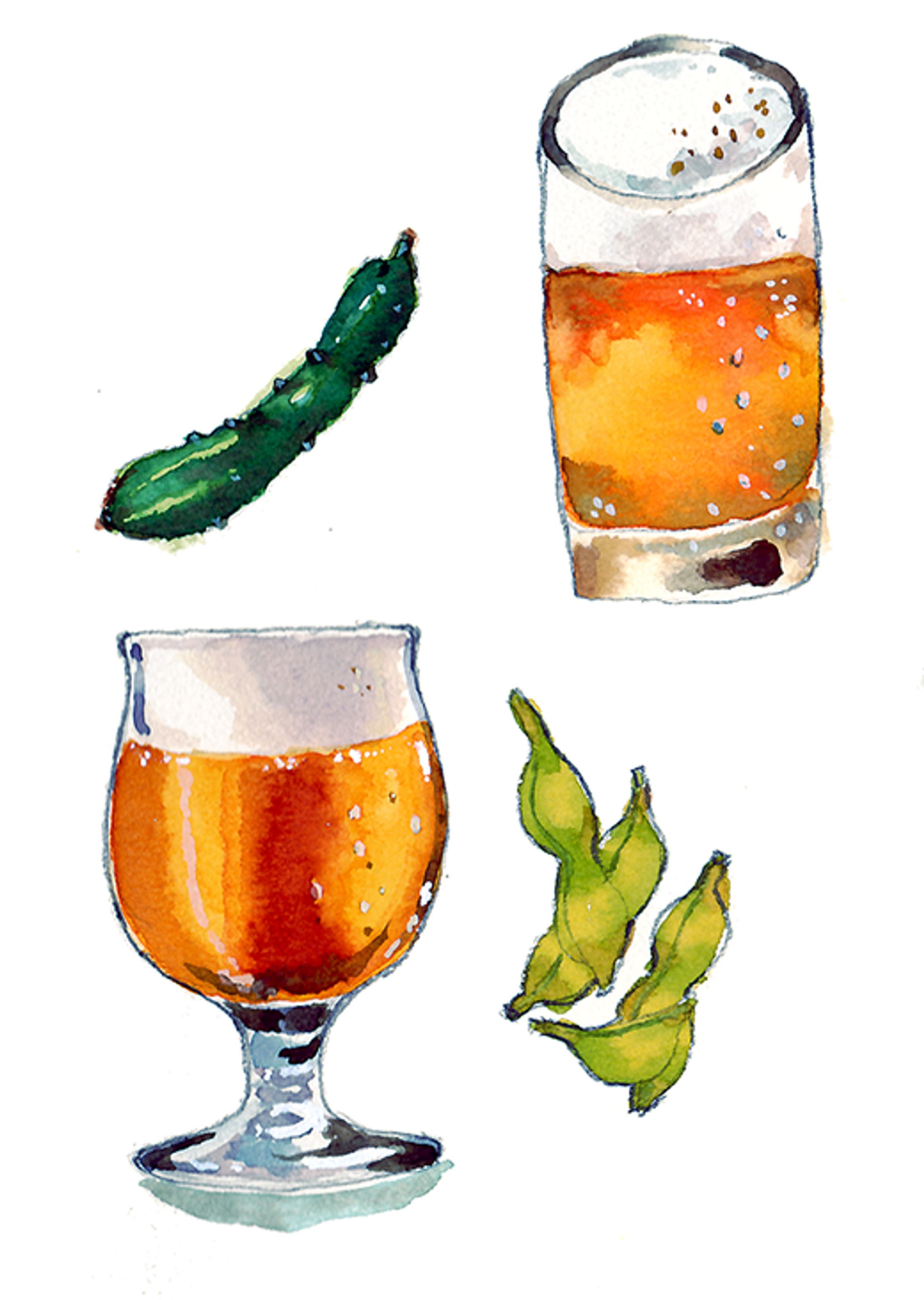 美味しいイラスト　ビールと枝豆-1