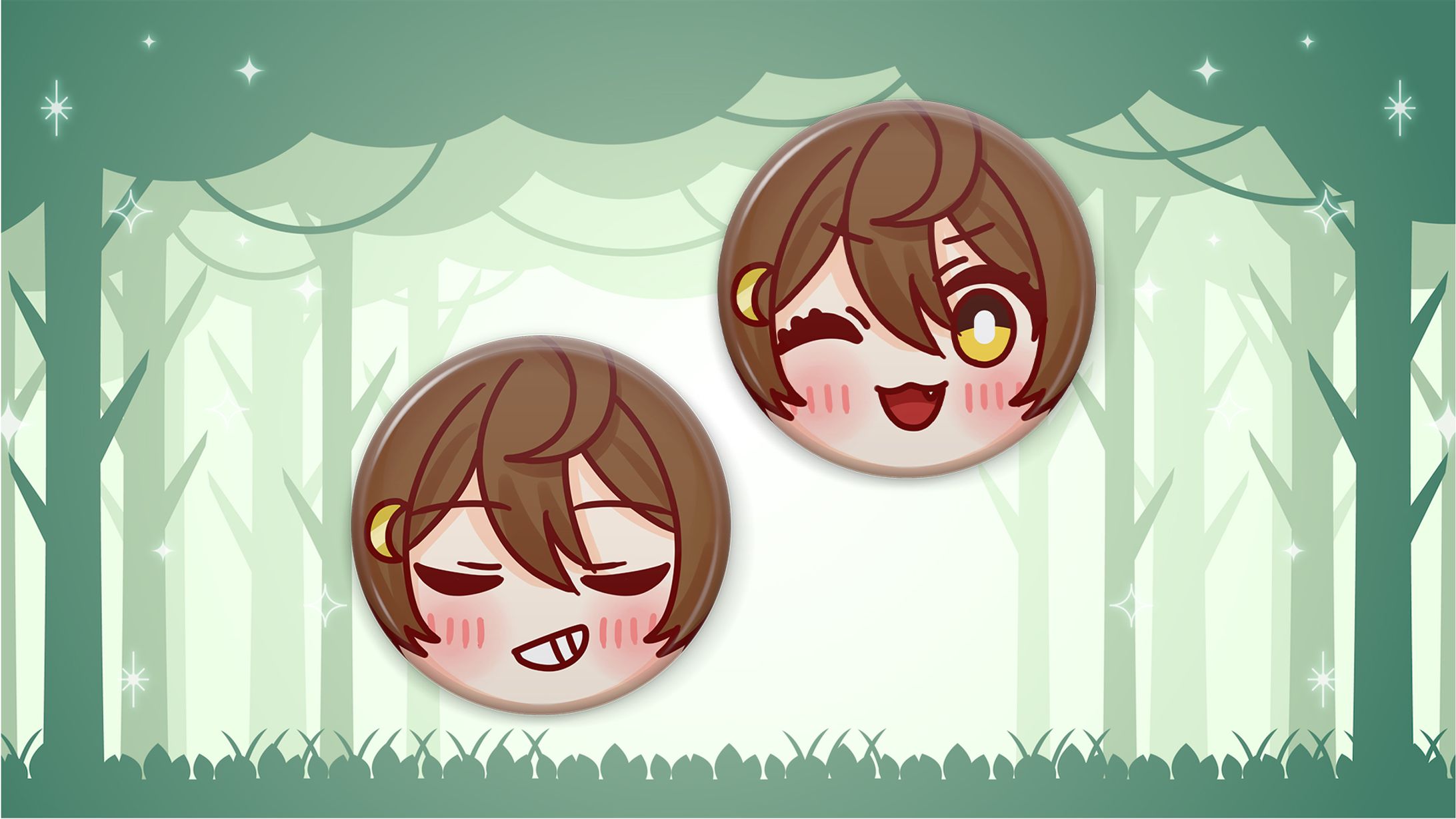 【SD/ミニキャライラスト】アマガ・ミツキ半年記念グッズ（缶バッジ）イラスト-1