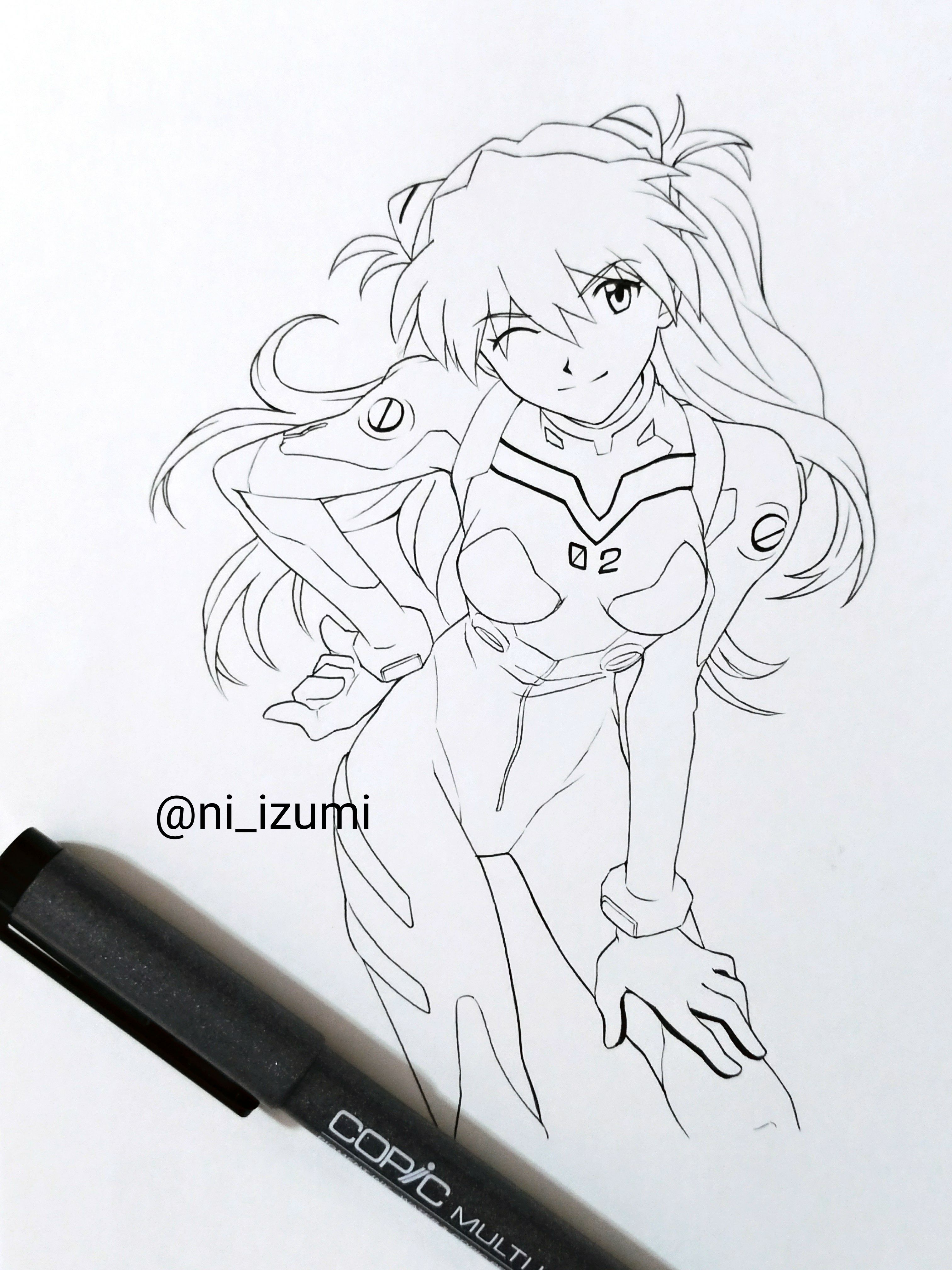 ファンアート エヴァンゲリオンの模写 アスカ