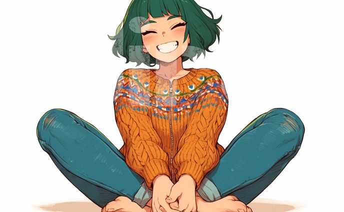 ニットブルゾンの少女