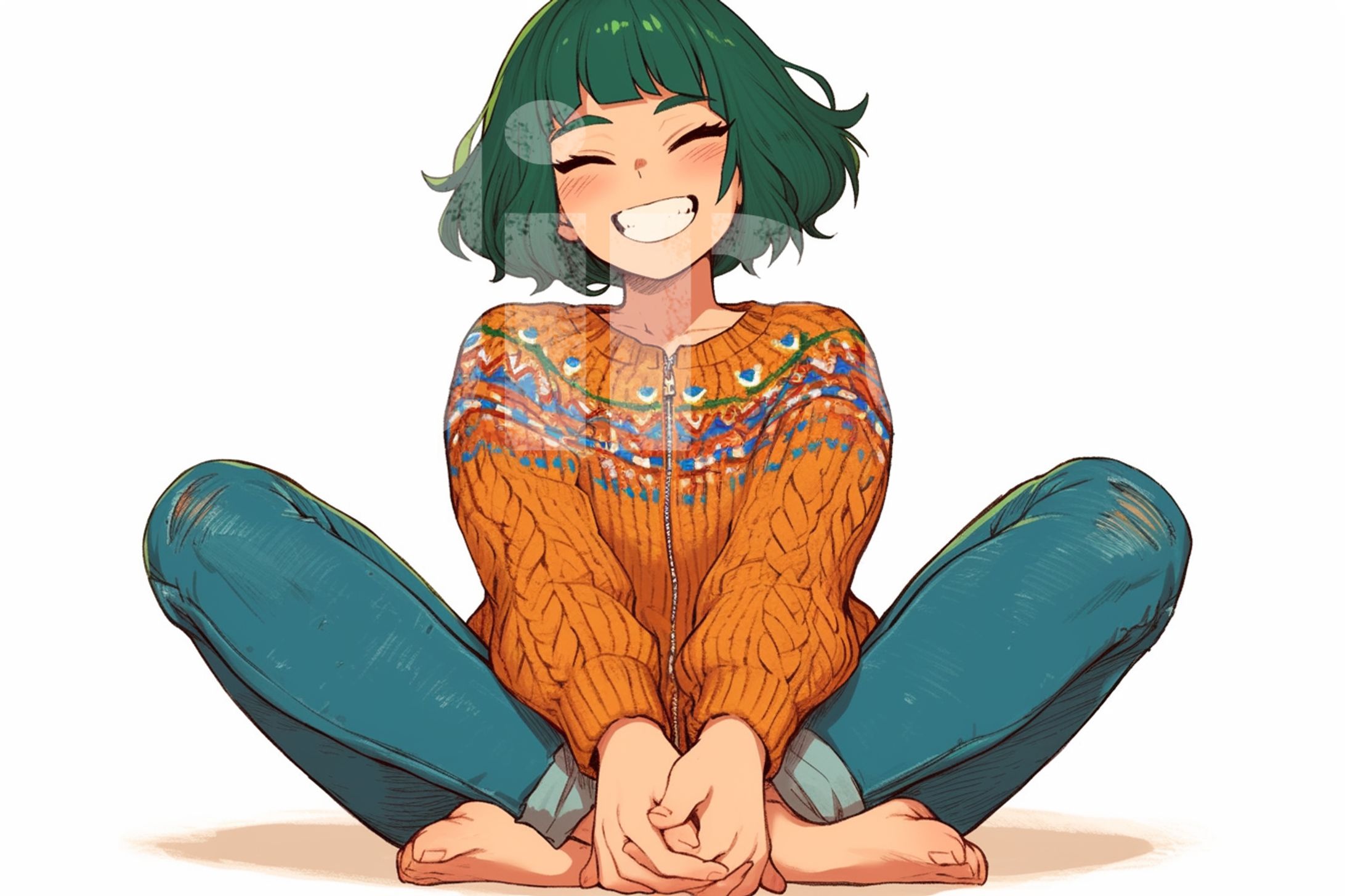 ニットブルゾンの少女-1