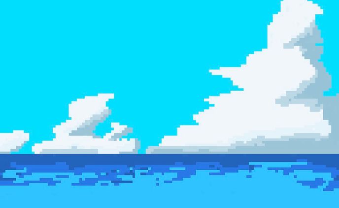 【ドット絵】夏の海 空