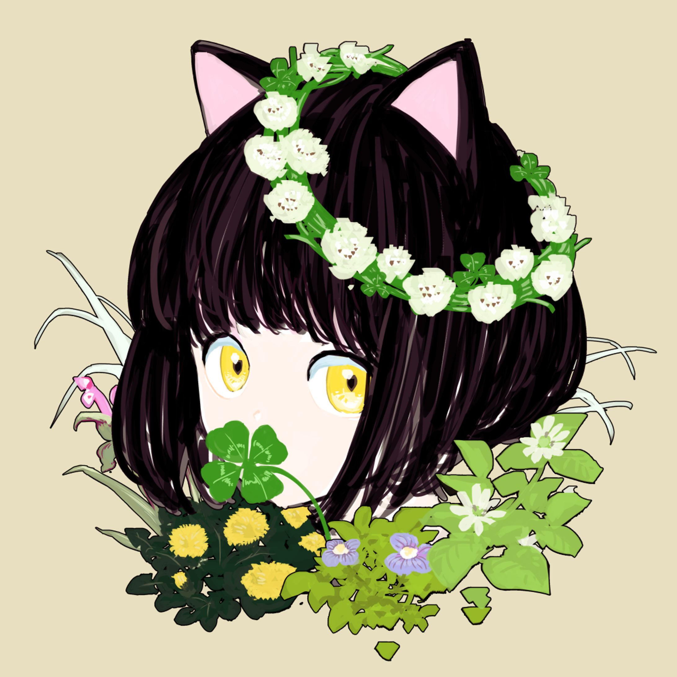 春の草とねこ-1