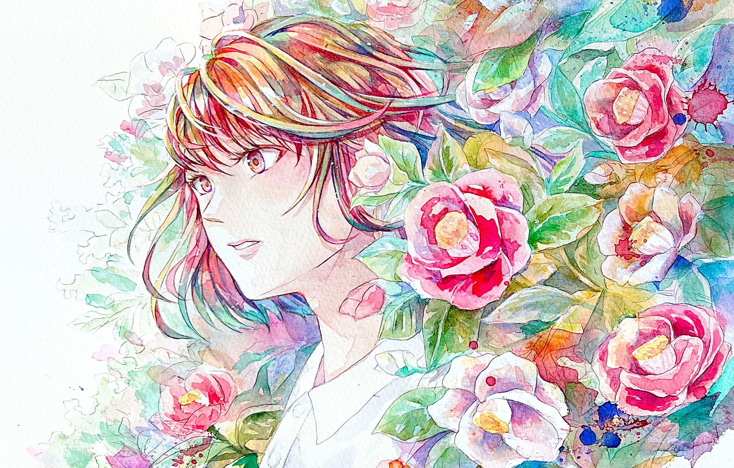 油彩画　【女性と花】　肉質画 花の絵画 SMサイズ油彩画 日野皖 作 「薔薇」 静物画 インテリア