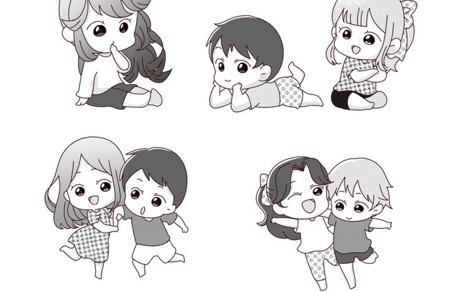 キャラクターサンプル（モノクロ）