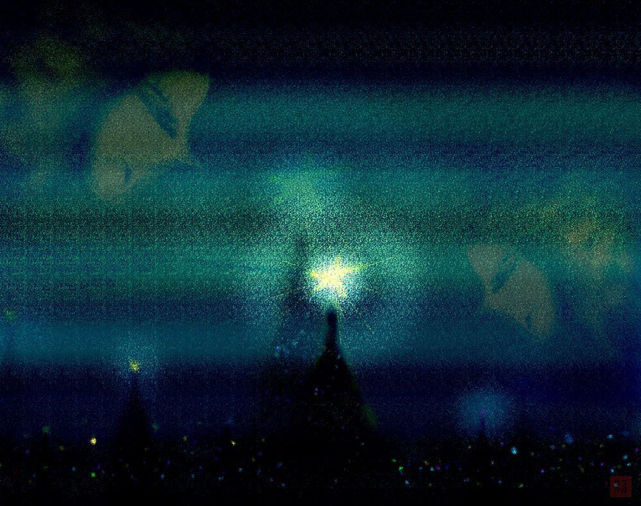 016.ワレスの屑星鉱山﻿
﻿
﻿
相変わらず、ムーンケーブルカーには﻿
ジャミコしか乗客はいないようだ。﻿
﻿
音もなくムーンケーブルカーは空を渡ってゆく。﻿
ハート園を後にして1時間ぐらい経ったころだろうか、﻿
ムーンケーブルカーの丸い窓が白く曇りだした。﻿
﻿
そう、﻿
ここら辺りは"ワレスの屑星"を﻿
採掘する鉱山がいくつもある地域だ。﻿
"氷の惑星"には敵わないが、とても寒いところなのだ。﻿
﻿
屑星はワレス鉱山で採れるものが﻿
”魔法物”を創るのに最適だとされている。﻿
他の鉱山で採れる屑星より"輝き”の純度が高いそうだ。﻿
採掘された屑星から"輝き"を抽出する。﻿
﻿
鉱山で働くキューピッドたちはそんな仕事をしているそうだ。﻿
﻿
『まもなく、"ワレスの屑星鉱山"に到着いたします』﻿
『"氷の惑星"へお急ぎの方は次の駅でお乗り換えです』﻿
『“ワレス鉱山脈”を過ぎますと、"桜大樹"に到着いたします』﻿
﻿
Stardust mine of Wallace. by jamiko﻿
﻿
﻿
﻿
#heart #art #風景﻿
#paintingoftheday #loveart﻿
#アートワーク #photoshopcc ﻿
#空想画 #空想旅行 #反魂秩序﻿
#chiiukokoneka-1