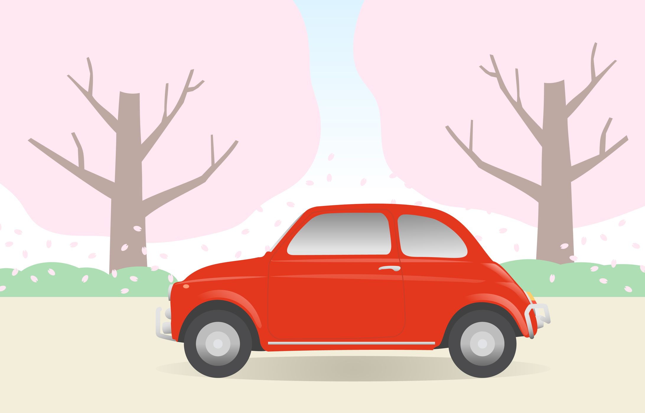 Fiat500と桜-1