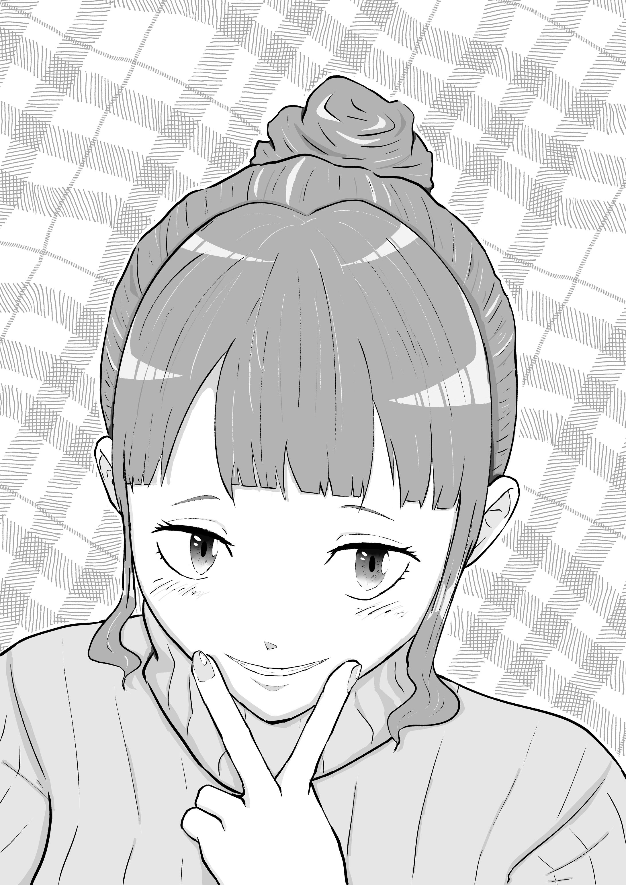 ピースする少女-1