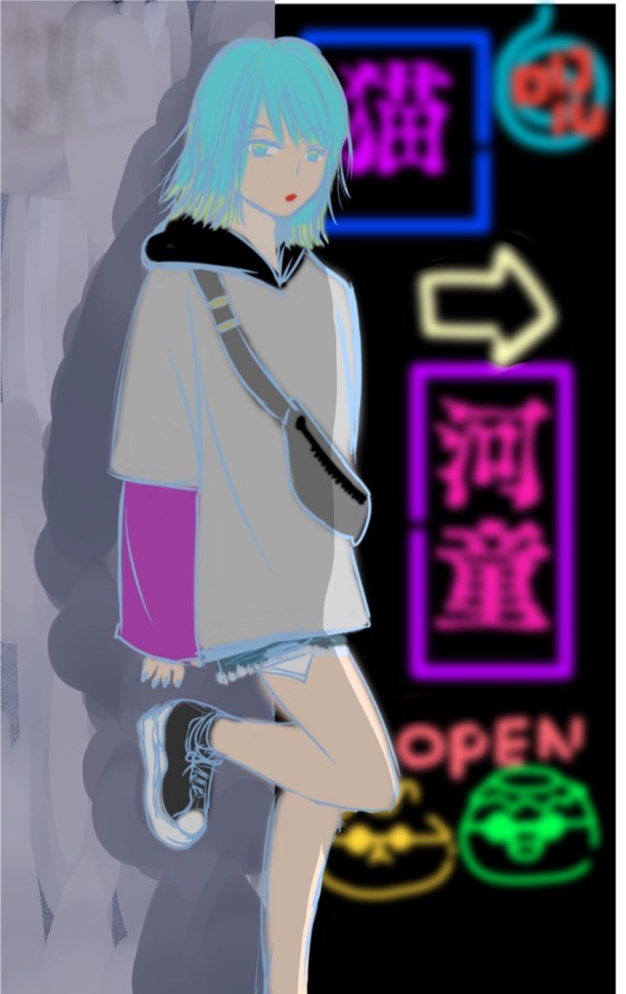 ネオンと女の子-1
