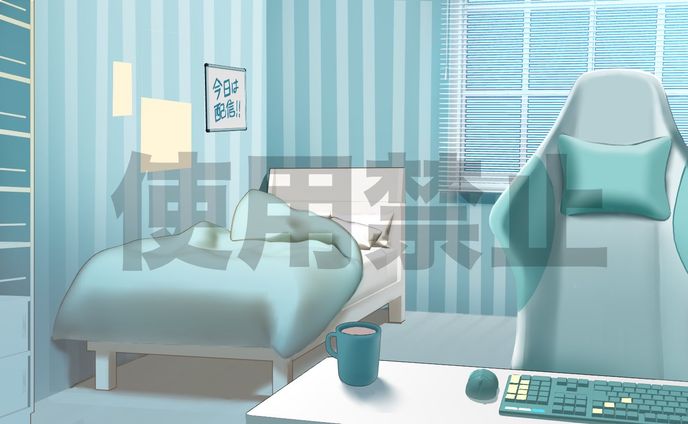配信用背景 水色の部屋