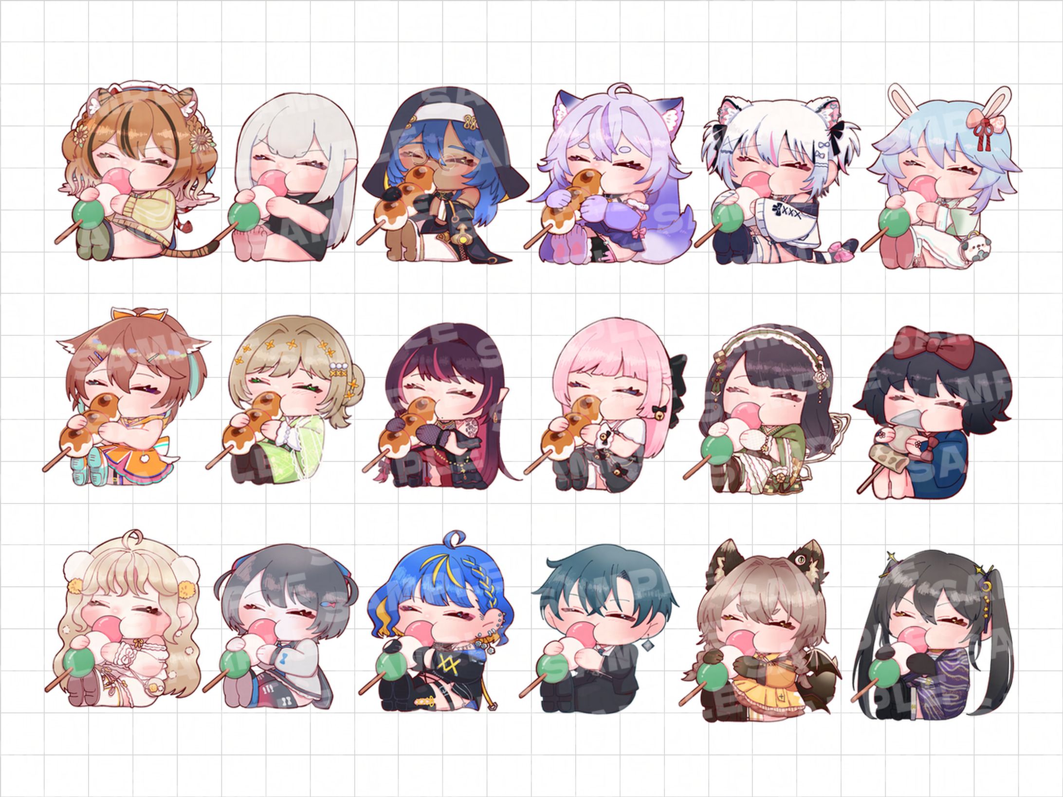 【works】お団子もぐもぐお花見イラスト【量産】-1