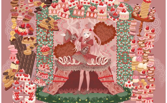 立ち絵・デザイン　苺チョコロリィタの少女