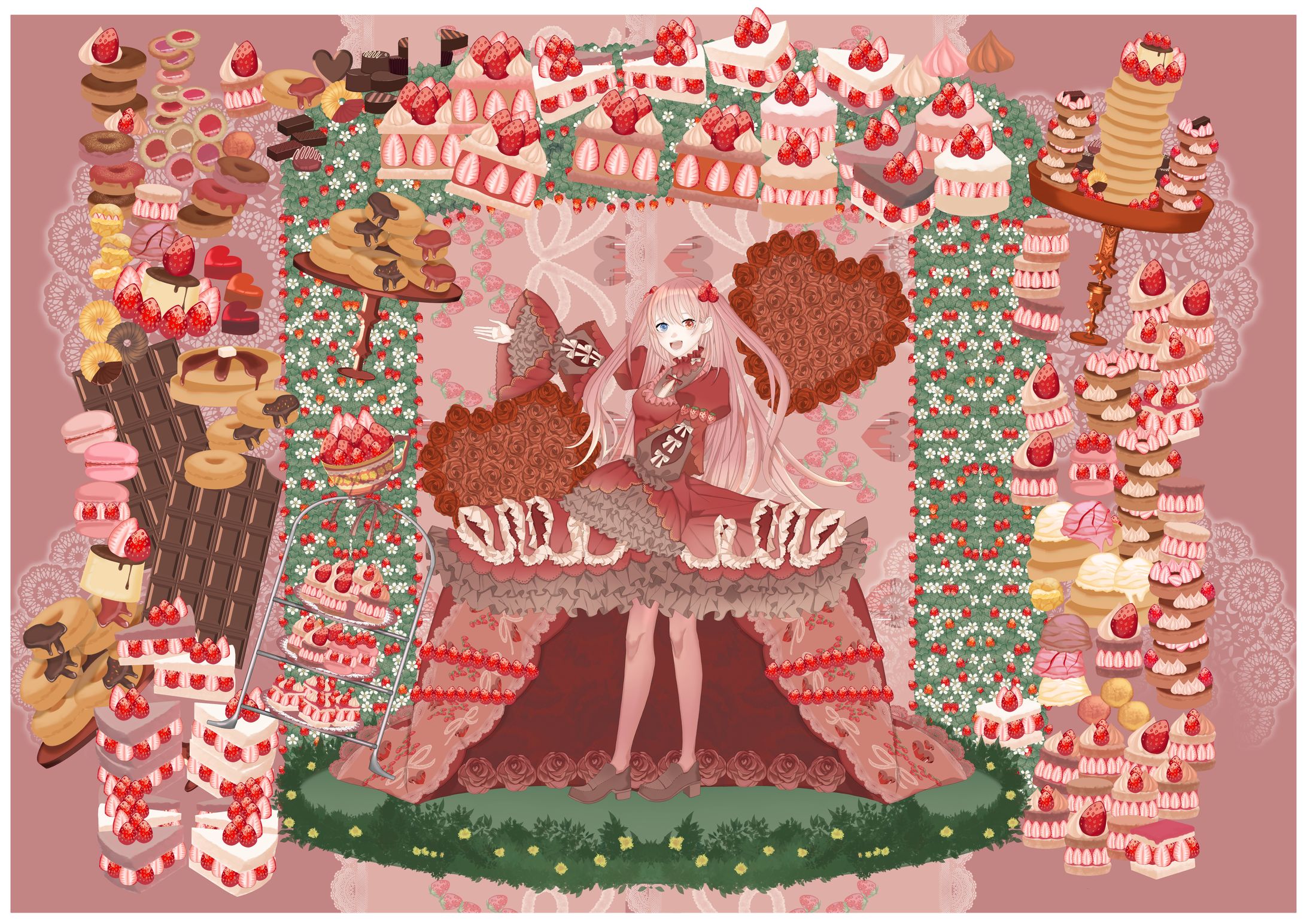 立ち絵・デザイン　苺チョコロリィタの少女-1