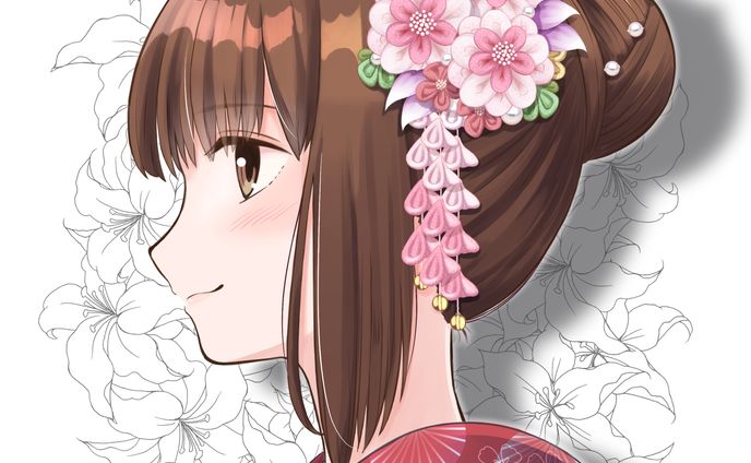 アイコン用　和服　茶髪