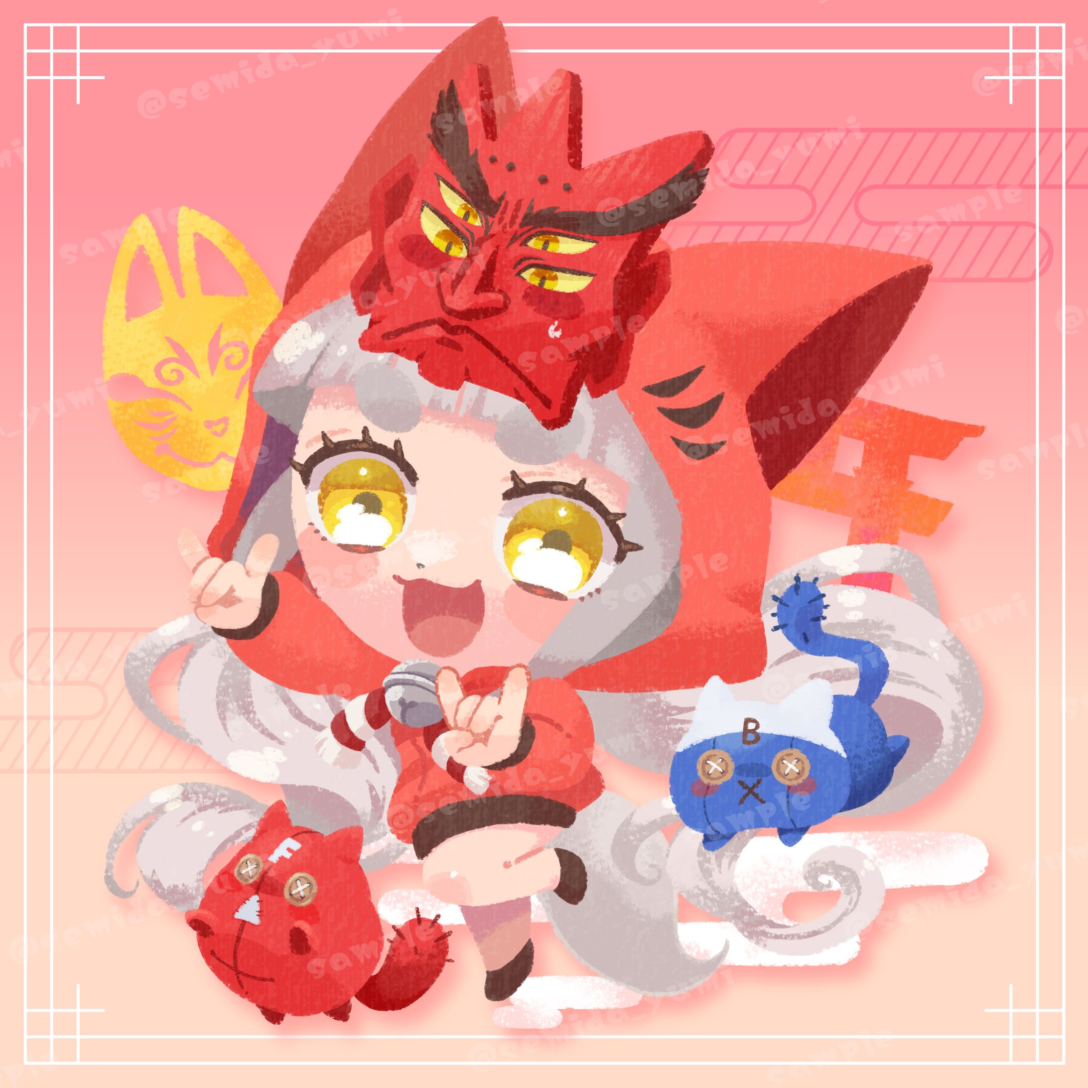 末吉餅様 販売グッズ用SDイラスト(看板娘アカネちゃん)-1