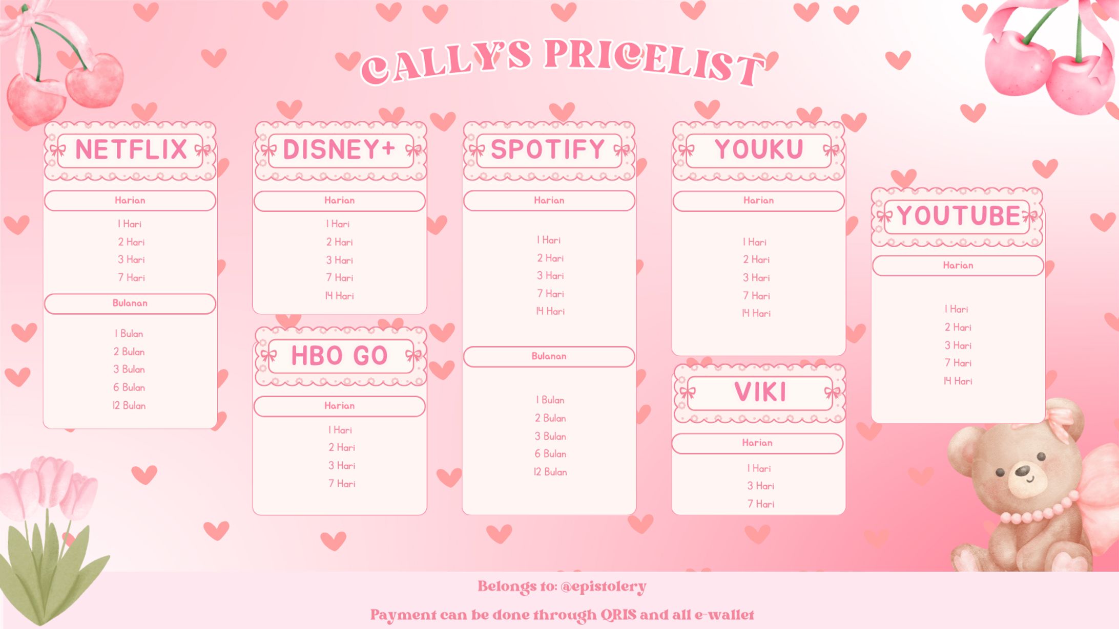 App Prem Pricelist; Cherry Beary!-1