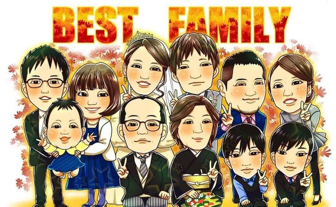 【似顔絵】家族集合　結婚式
