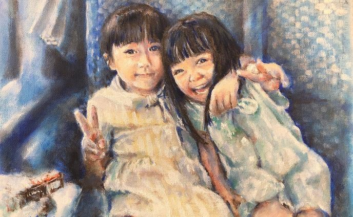 スナップ、油絵