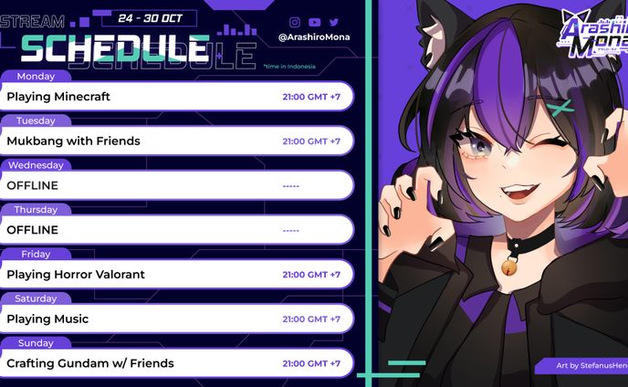 Arashiro Mona Stream Schedule