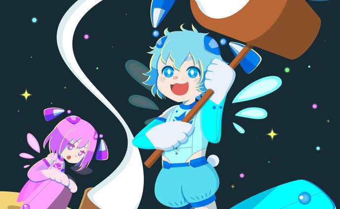 月でうさぎが餅つきしてる 