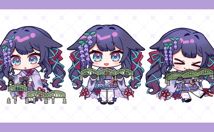 栃木県足利市ご当地Vtuber 足利ふじな様中橋コラボイラスト