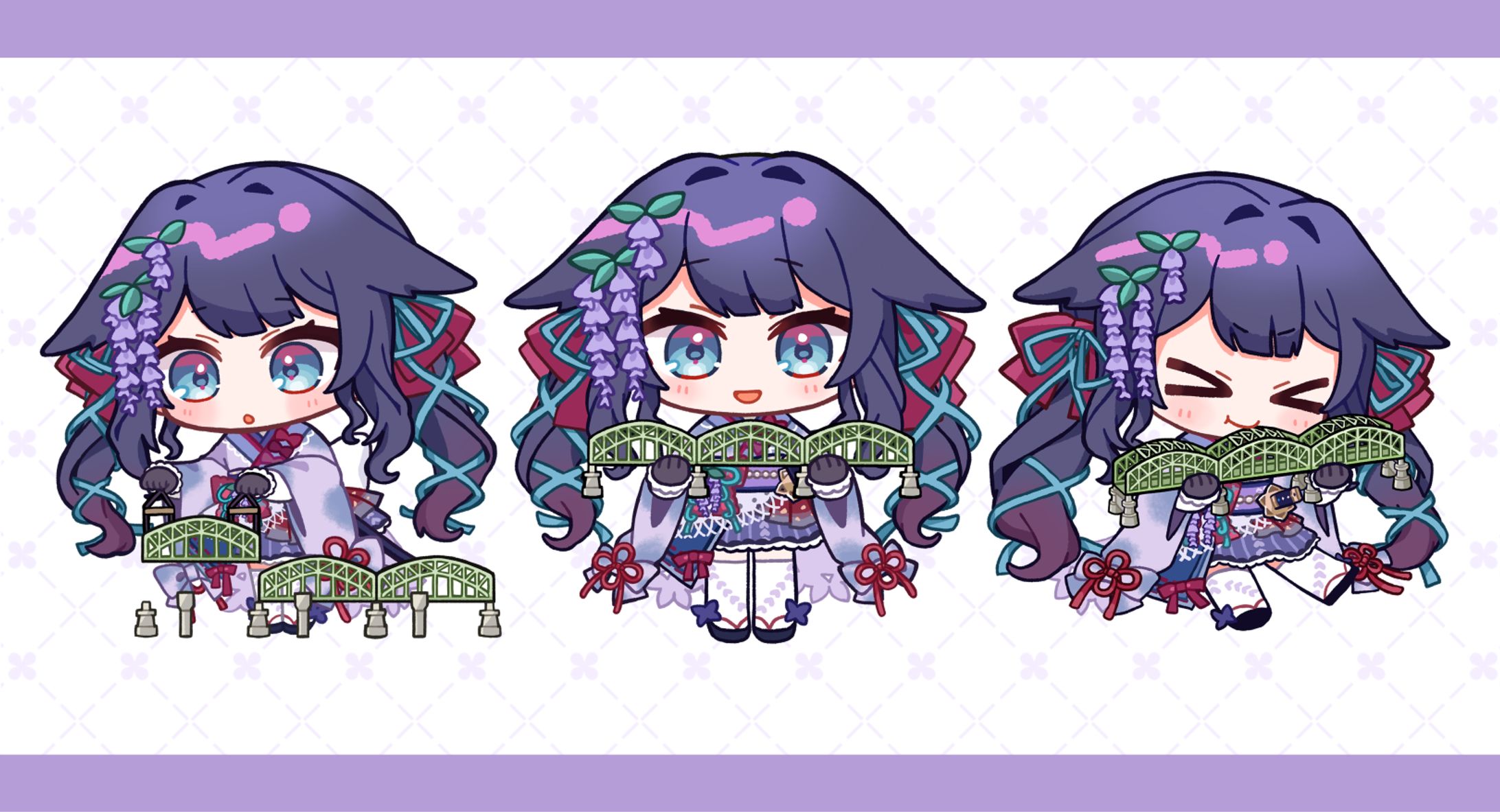 栃木県足利市ご当地Vtuber 足利ふじな様中橋コラボイラスト-1