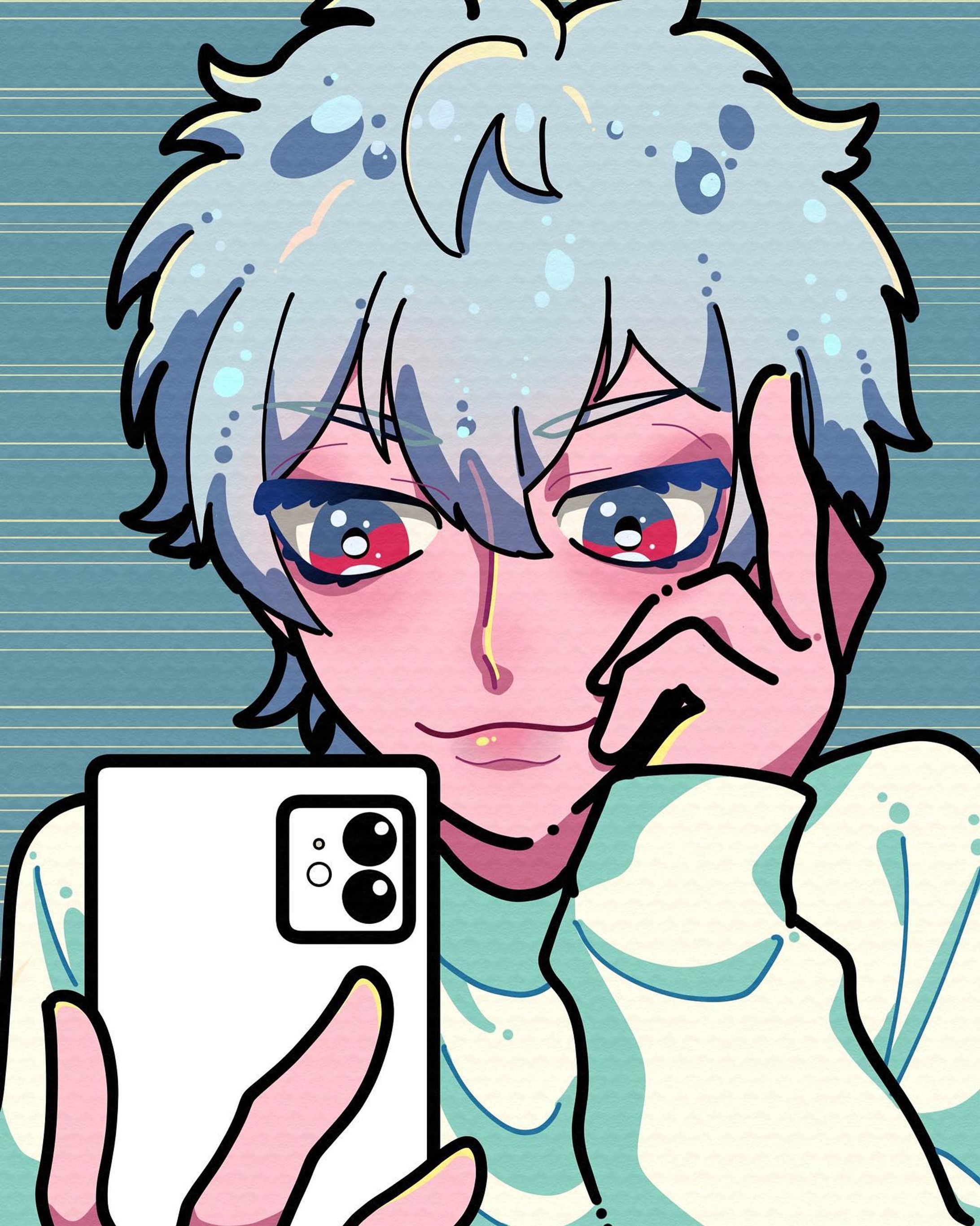 自撮り男子

スマホケース用デザイン
持ってるスマホは透過して着けたスマホと同じ色になる仕組み
シリーズ化してあと2つほど種類増やす予定です

 #イラストグラム  #創作男子  #スマホケース  #オリジナルイラスト  #創作  #illustration #drawing  #artwork-1