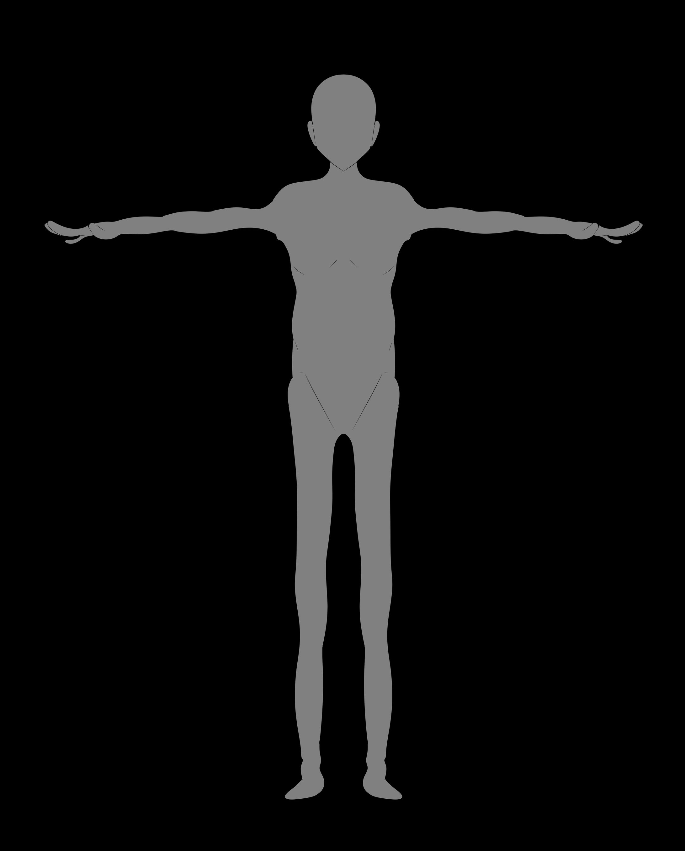 体形　男性 キャラクターデザインシート　2D-1