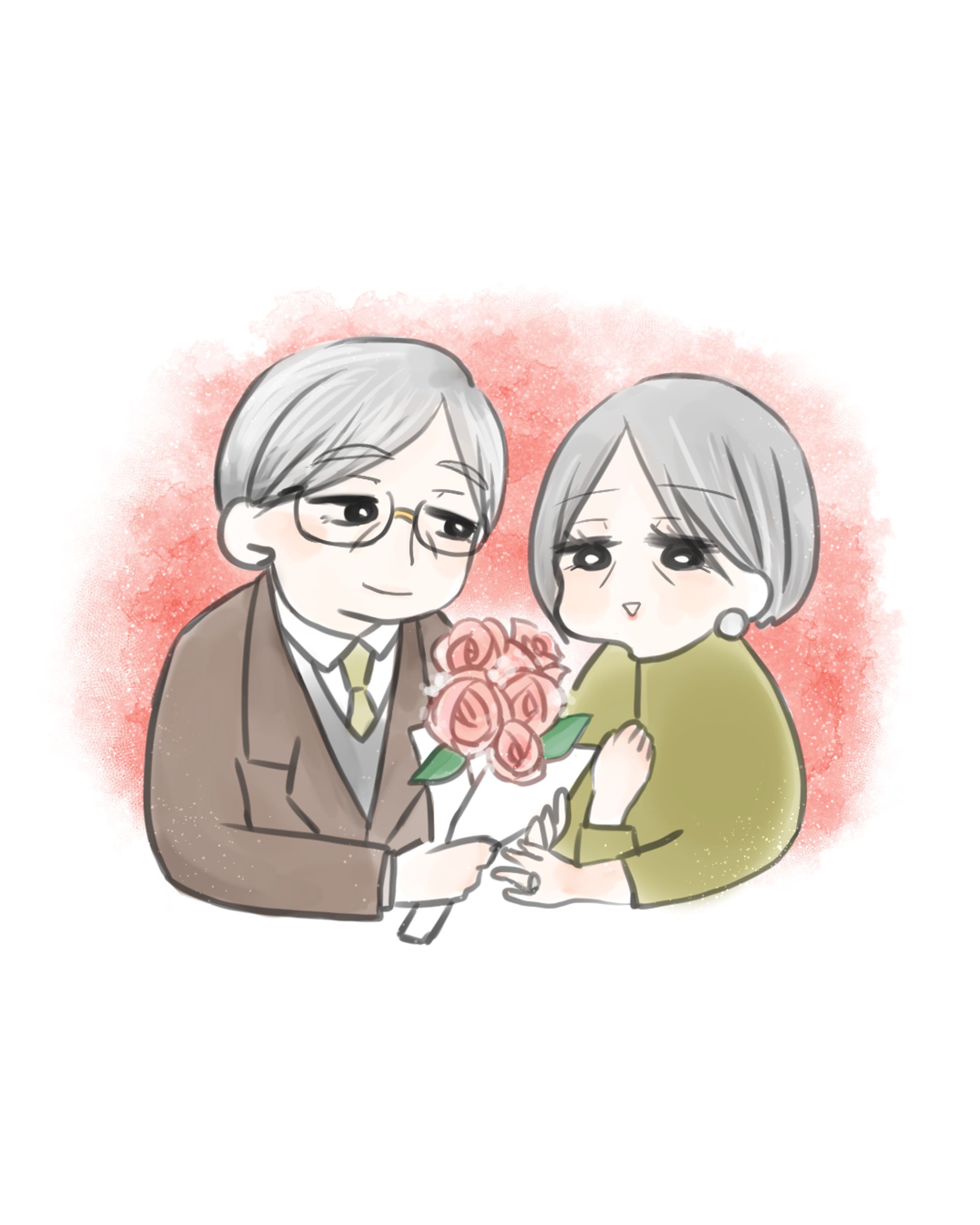 カットイラスト　老夫婦-1