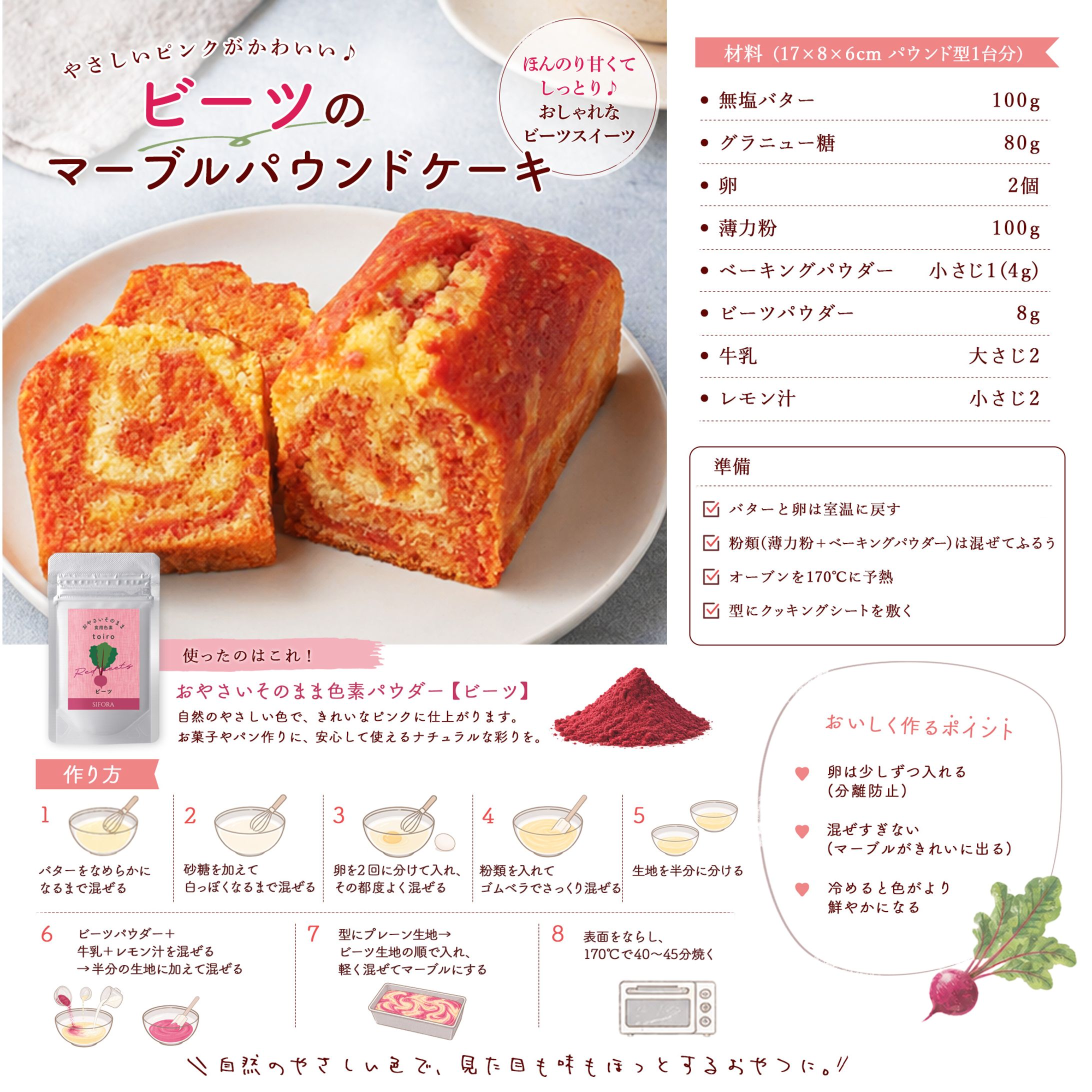 【レシピ画像】ビーツのマーブルパウンドケーキ-1