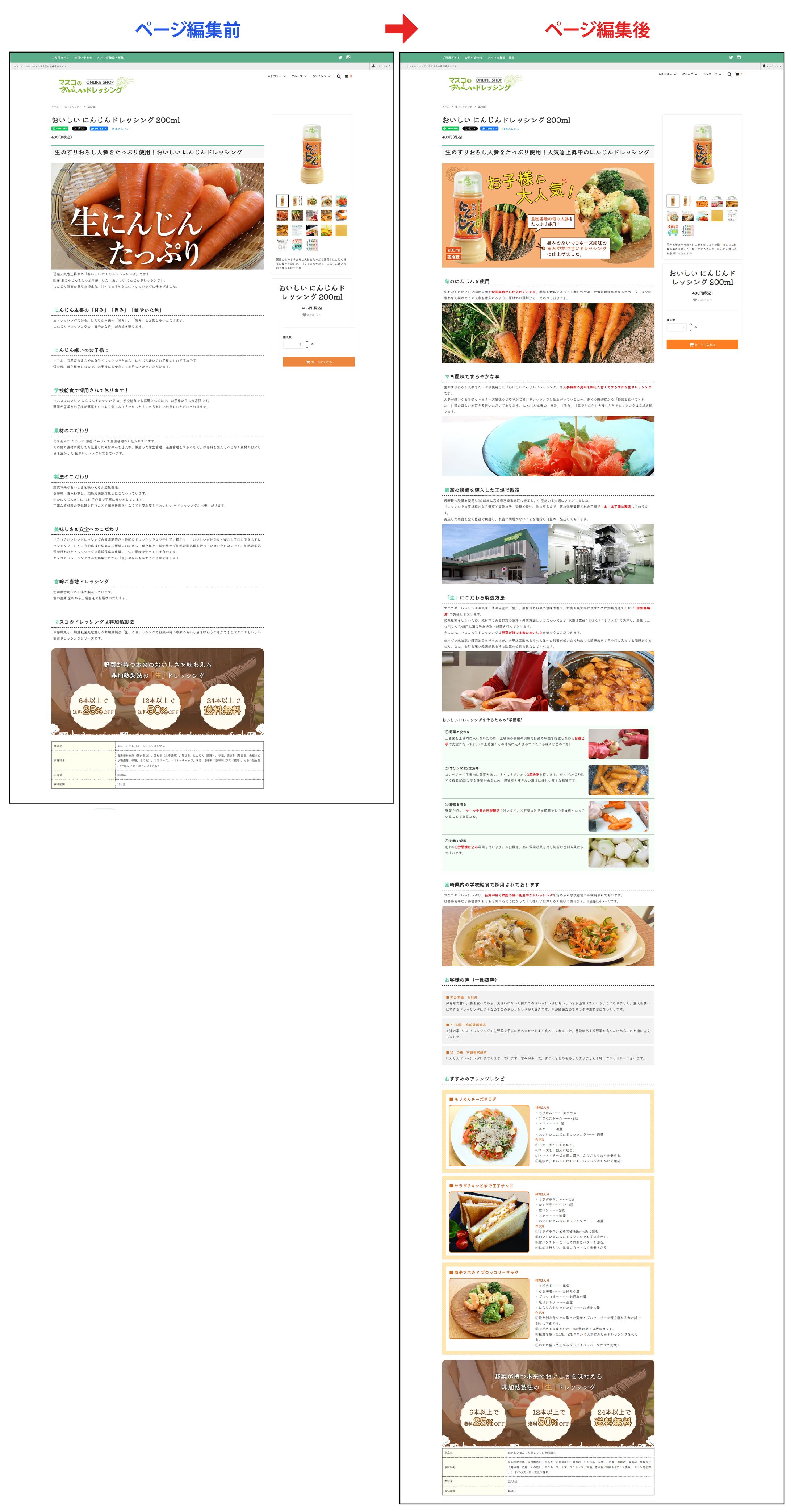 【ECサイト】にんじんドレッシングの商品ページ-1