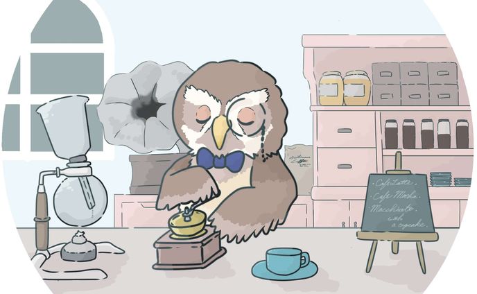 イラスト『ふくろうカフェ』