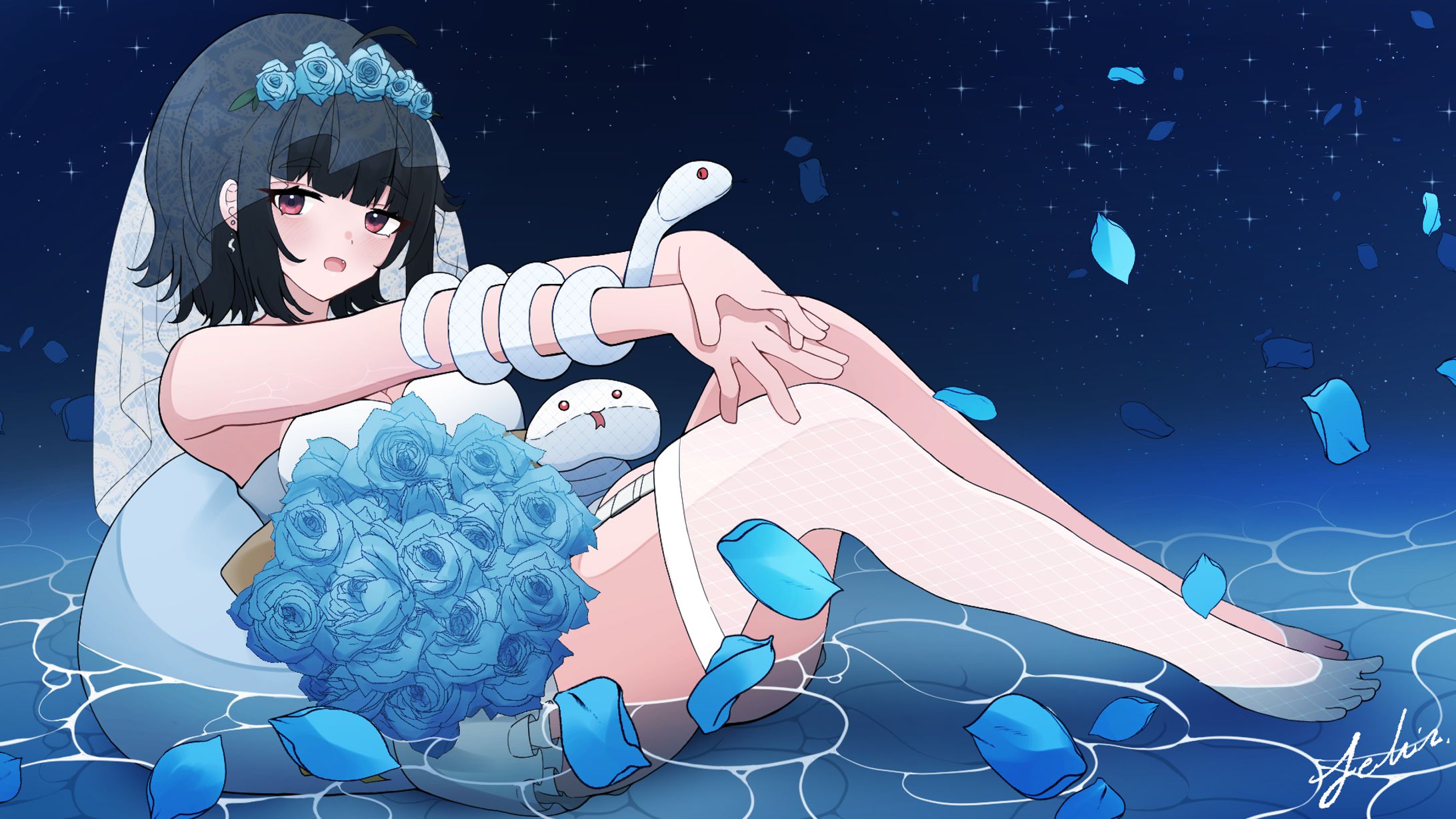 【お誕生日イラスト】白蛇霙様-1