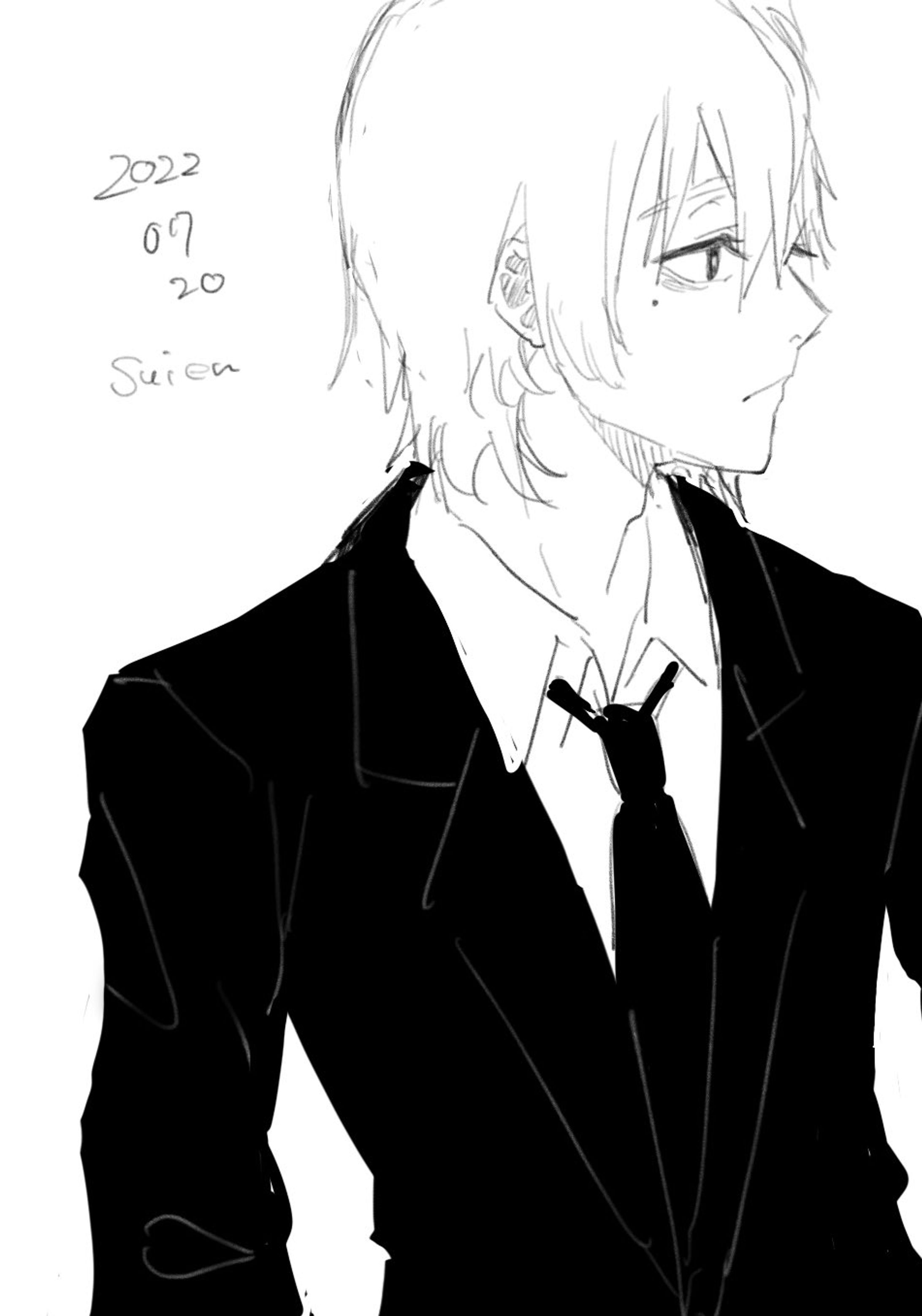 スーツ男の子落書き-1