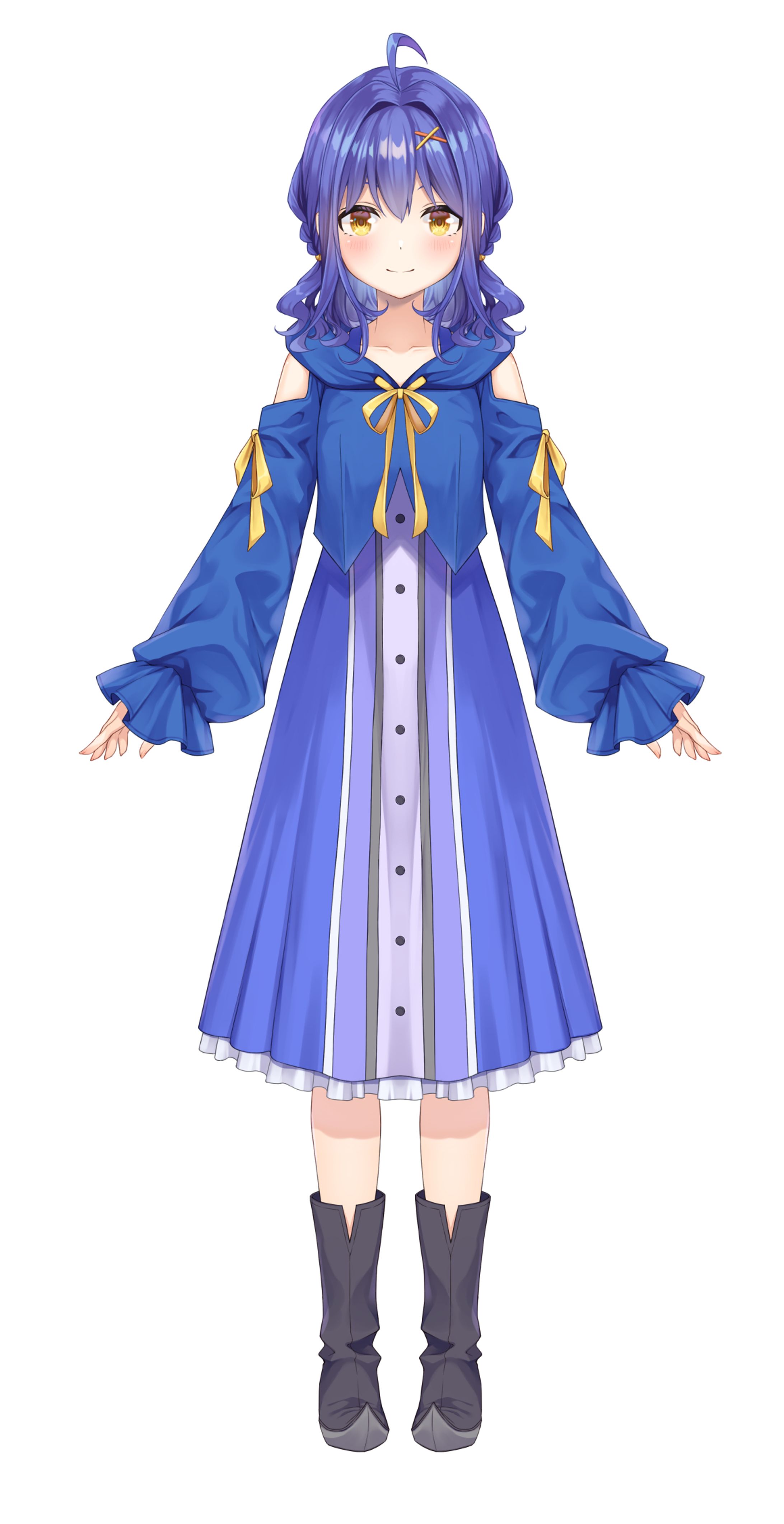 【Vtuber立ち絵】水無月アオサ　＋キービジュ、三面図、お祝い絵、配信画面デザイン-1