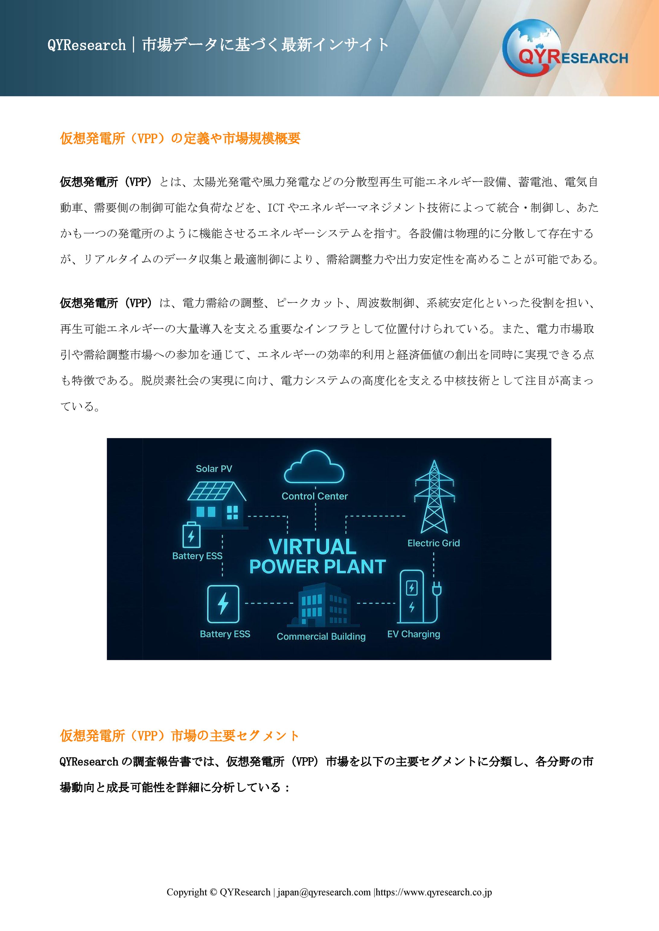 仮想発電所（VPP）の世界市場調査：規模、シェア、成長率（2026-2032年）-1