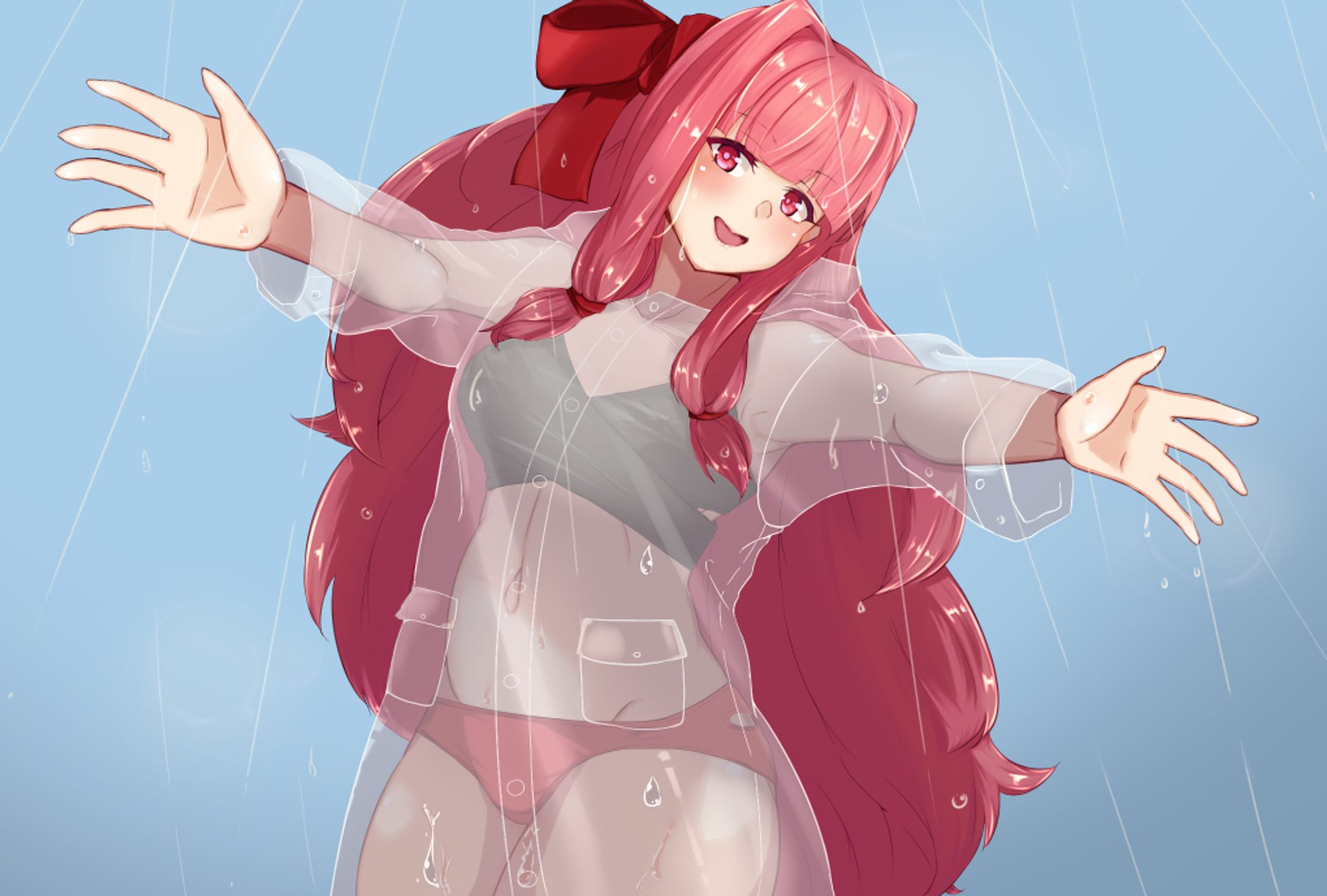 茜ちゃん×天気雨×レインコート水着-1