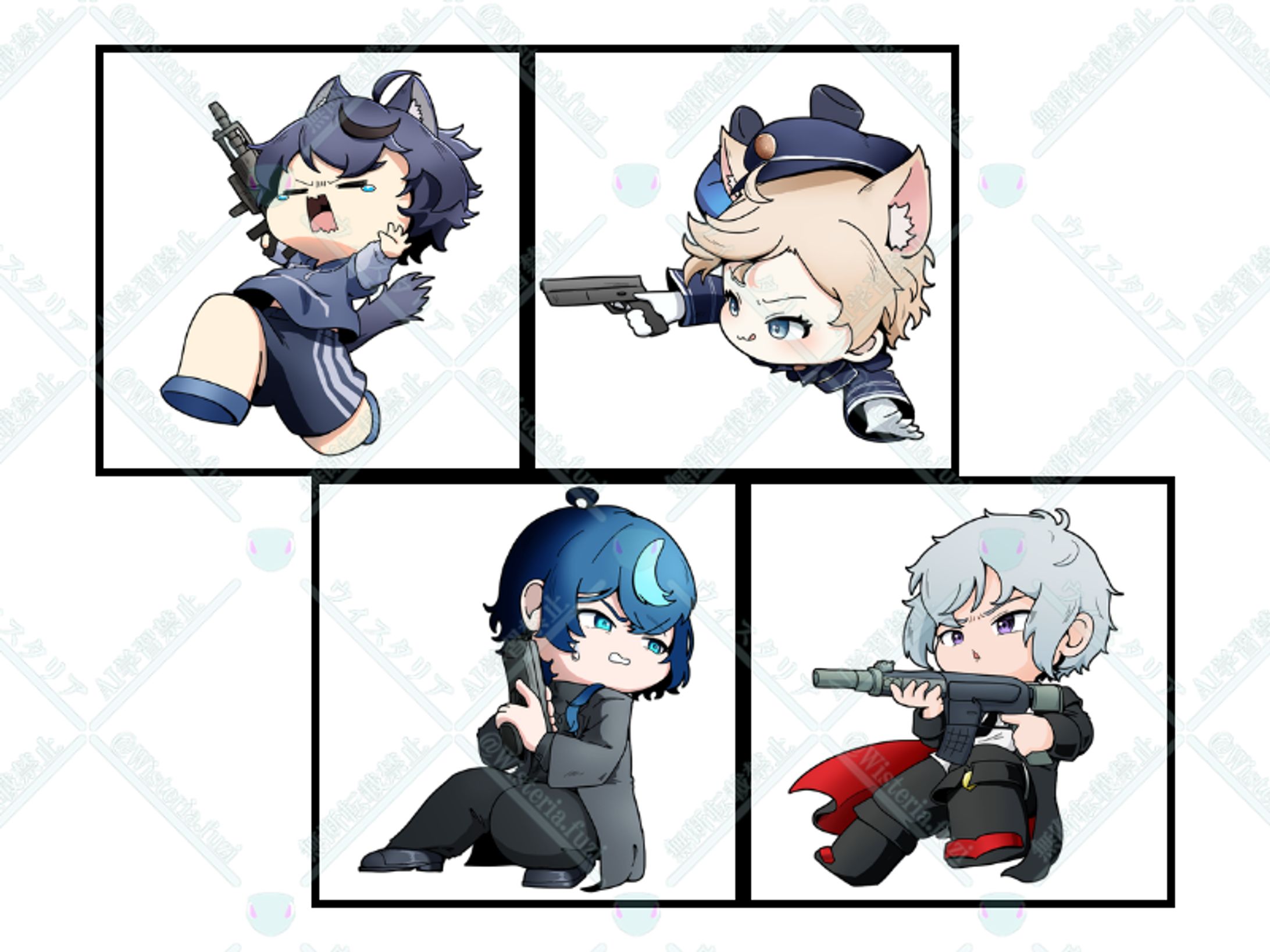 【企画絵】FPSゲーム風ミニキャラ-1