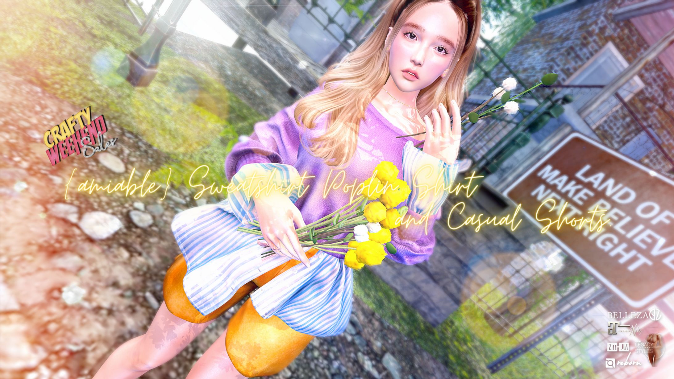 {amiable} Sweatshirt Poplin Shirt & Casual Shorts@main store(CRAFTY WEEKEND SALE).-1